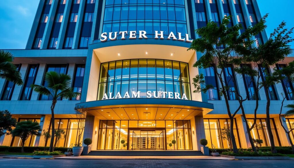 Tampak depan Sutera Hall Alam Sutera dengan arsitektur modern