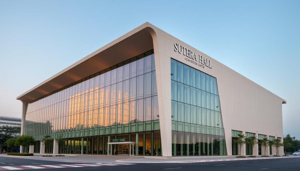 Tampak depan Sutera Hall Gedung Serbaguna Tangerang dengan arsitektur modern